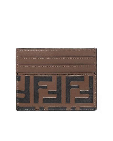 fendi ff card holder pink and brown|Fendi leather card holder.